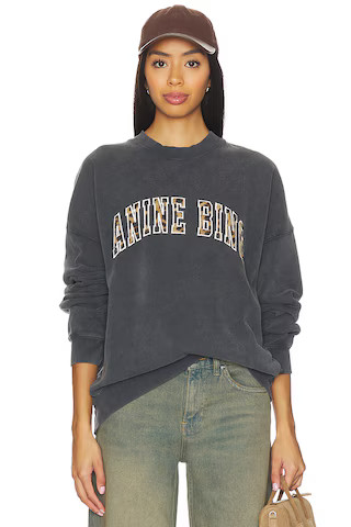 ANINE BING Miles Sweatshirt Anine Bing Leopard in Washed Black from Revolve.com | Revolve Clothing (Global)