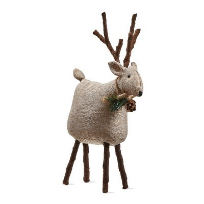 tagltd Tweedie Christmas Reindeer Large Decorative Sculpture Holiday Decor Winter Taupe Brown Polyester 10.5 in H x 6.69 in L x 2.64 in W | Target
