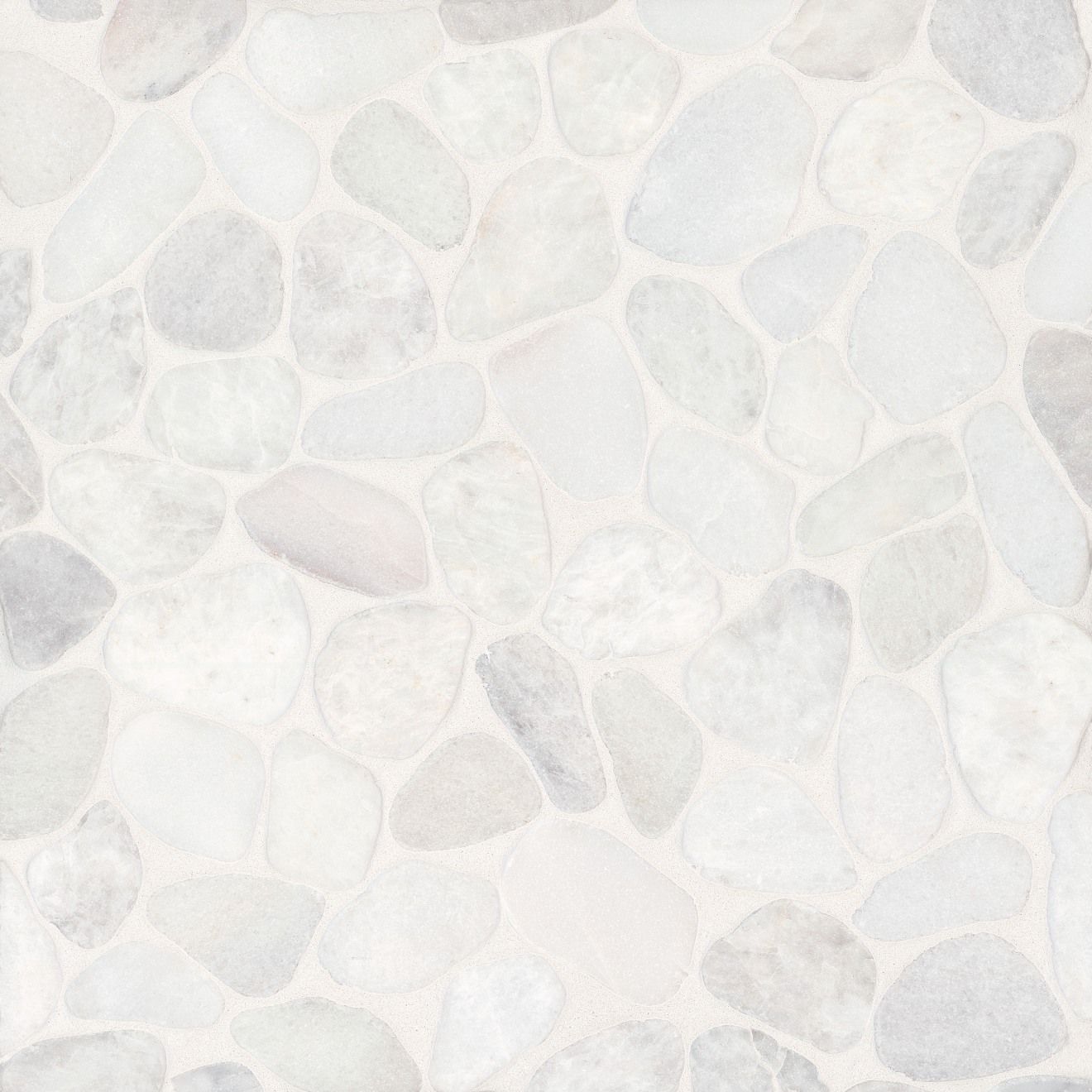 Waterbrook Medium Sliced Pebble Mosaic in Thassos | Bedrosians Tile & Stone