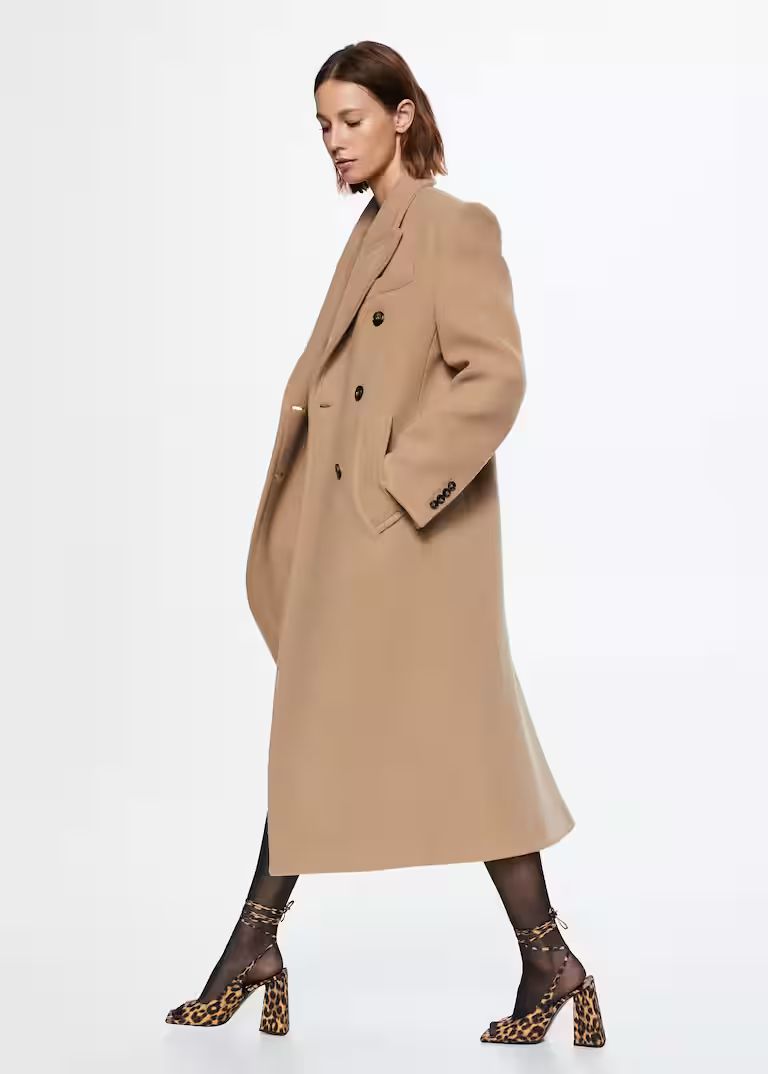 Double-breasted virgin wool coat -  Women | Mango United Kingdom | MANGO (UK)