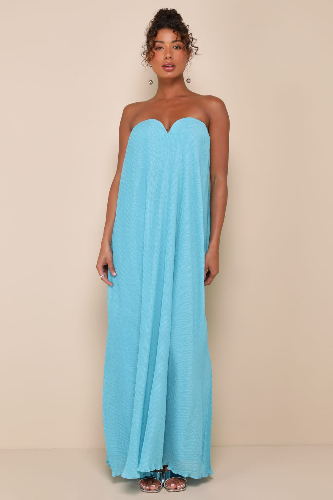 Perfect Always Turquoise Textured Strapless Swing Maxi Dress | Lulus