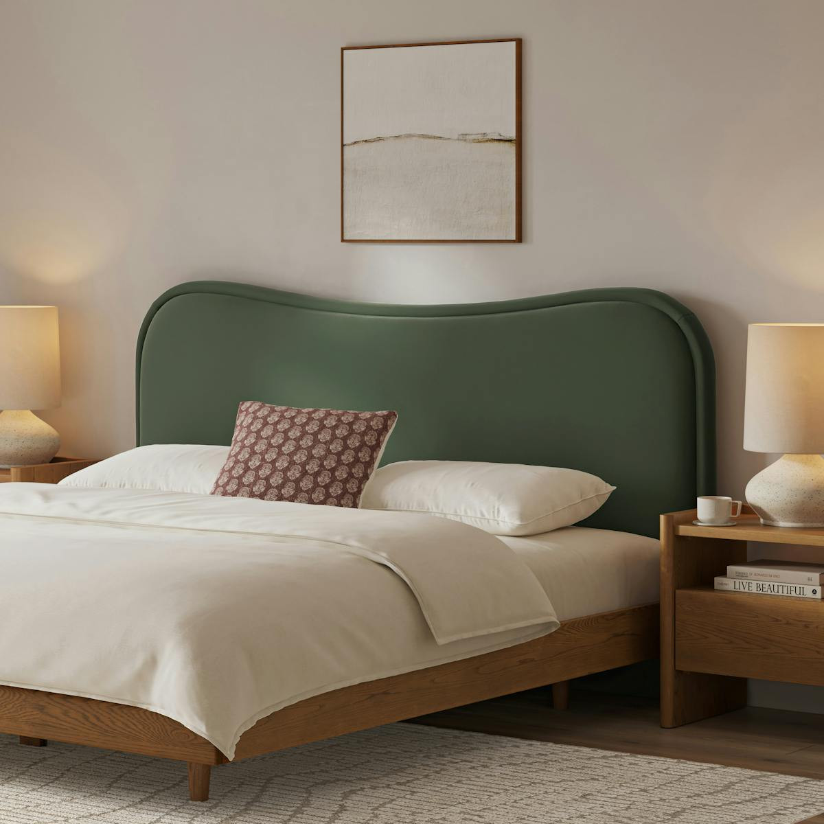 The Basi Bed x Makoa Velvet Headboard Bundle - King | Article