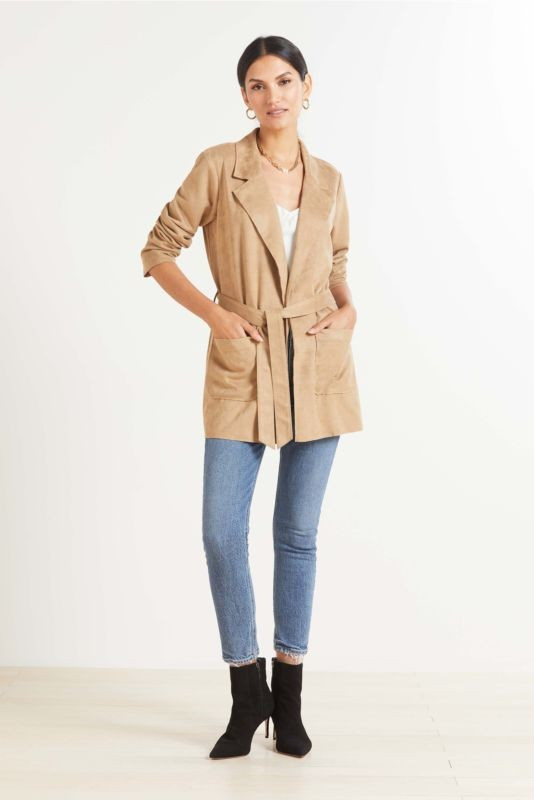 LEVEL 99 Belted Faux Suede Blazer | EVEREVE | Evereve