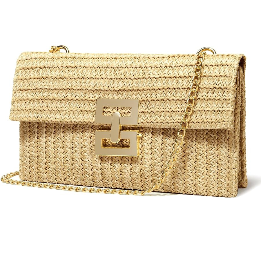 Straw Clutch Purse Crossbody Bag for Women Designer Evening Handbag Casual Summer Beach Straw Sho... | Amazon (US)