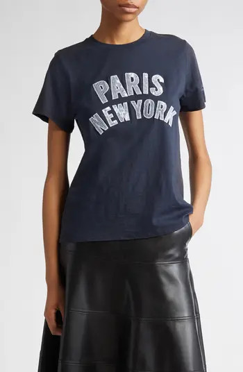 Cinq à Sept Paris New York Denim Appliqué T-Shirt | Nordstromrack | Nordstrom Rack