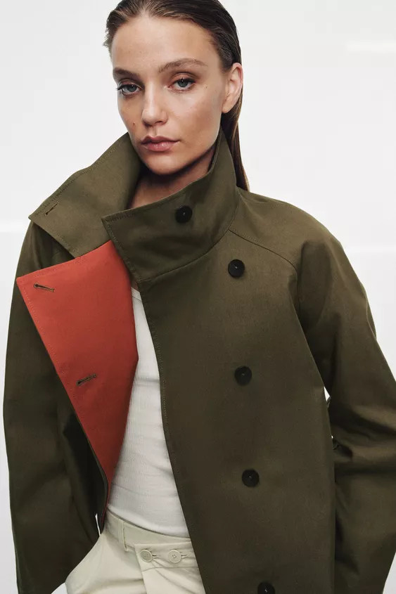 ZW COLLECTION SHORT HIGH-NECK TRENCH COAT | Zara Canada