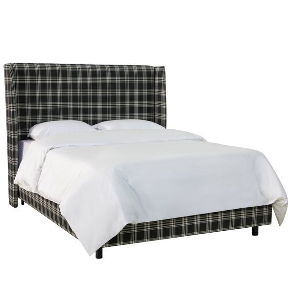 Wingback Bed Barnegat Plaid Black Sea - Skyline Furniture | Target