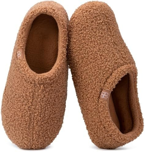 HomeTop Women's Fuzzy Curly Fur Memory Foam Loafer Slippers with Polar Fleece Lining | Amazon (US)