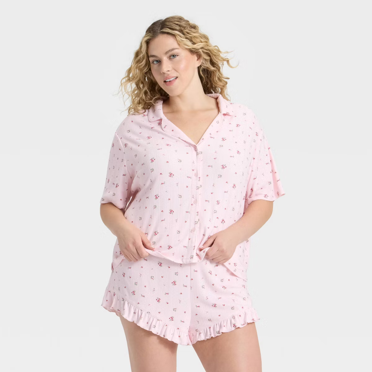 Women's Pointelle Notch Collar Shirt and Shorts Pajama Set - Wild Fable™ | Target