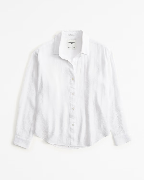 Oversized Crinkle Textured Shirt | Abercrombie & Fitch (US)