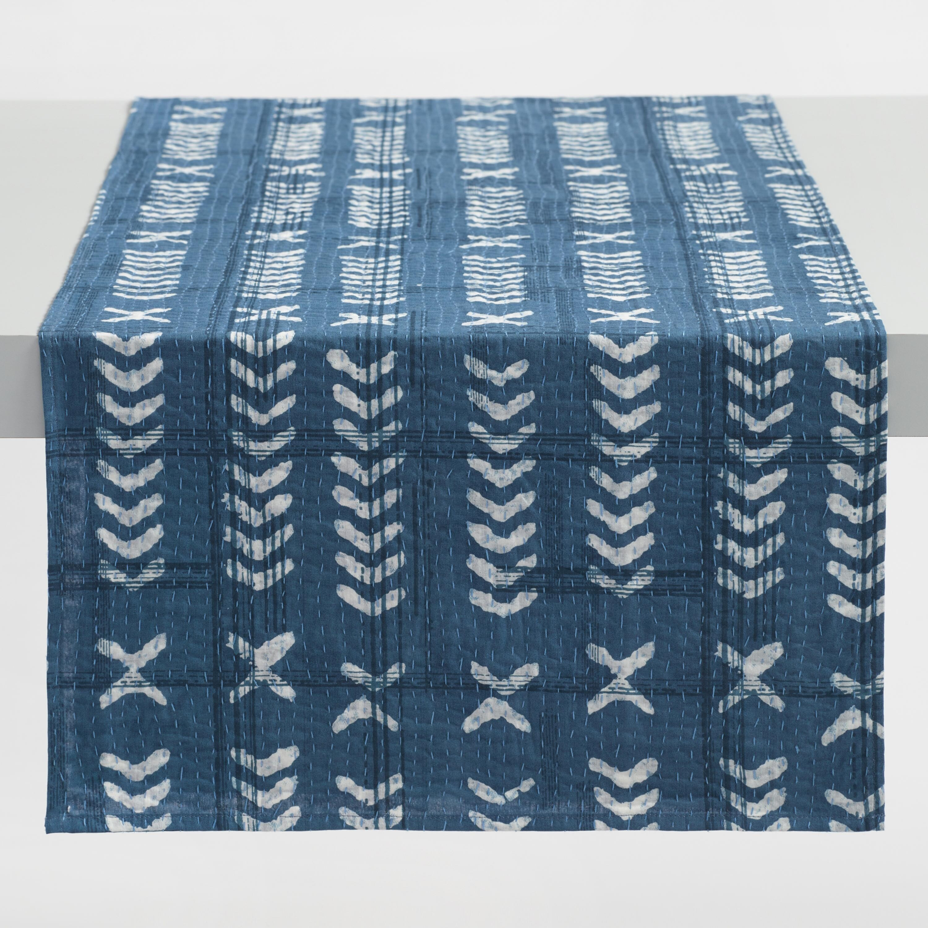 Indigo Blue Kantha Neela Reversible Table Runner | World Market