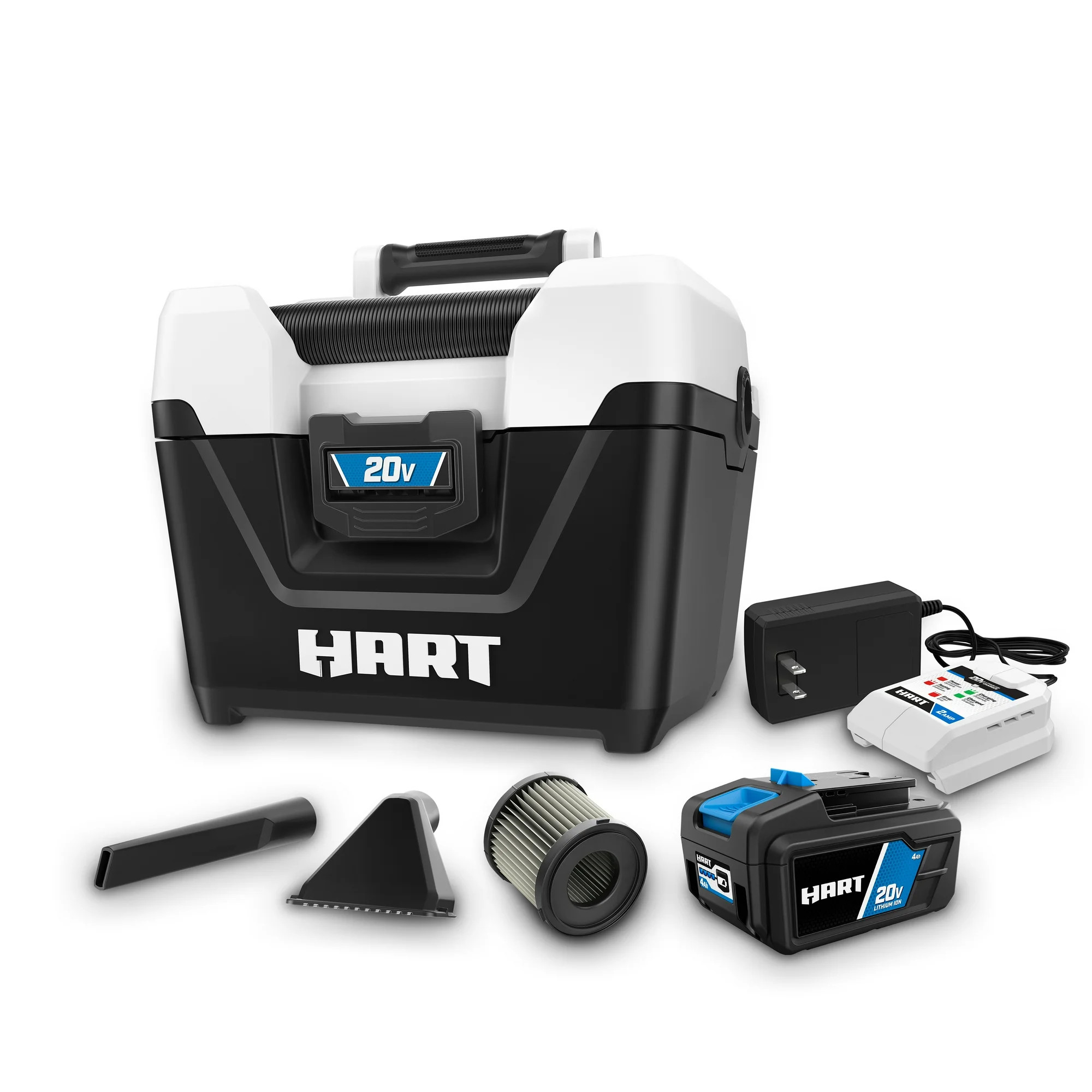HART 20-Volt Cordless 2-Gallon Wet/Dry Vac Kit (1) 20-Volt 4.0Ah Lithium- Ion Battery | Walmart (US)