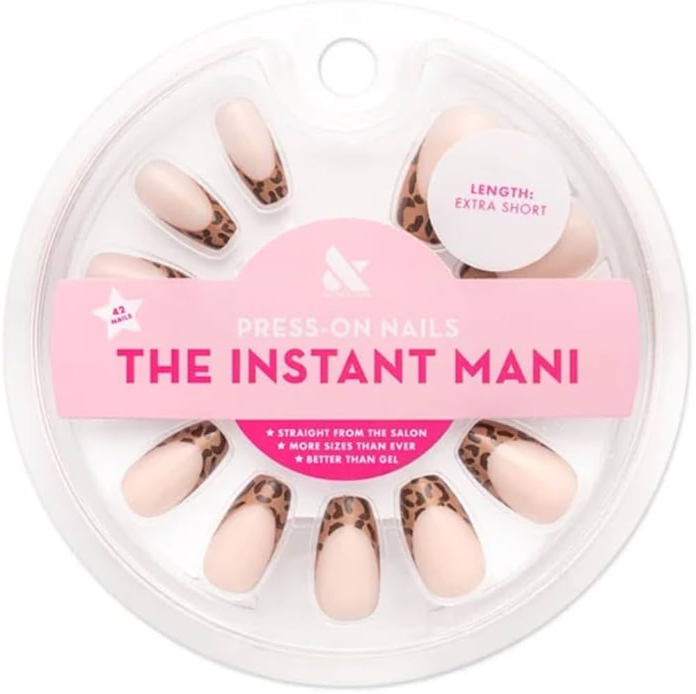 Amazon.com: Olive & June Instant Mani Medium Coffin Press-On Nails, Classic Cheetah French, 42 Pi... | Amazon (US)
