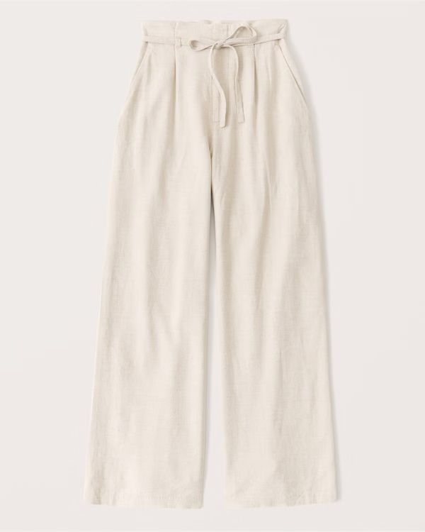 Linen Tailored Wide Leg Pants | Abercrombie & Fitch (US)