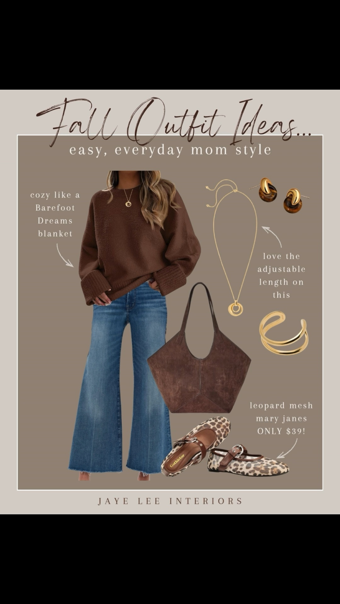 Easy, Everyday Mom Style for Fall...
#falloutfitideas #casualoutfit #kickflarejeans #shopbop #amazonfashionfinds #affordablefashion #goldjewelry #everydayjewelry #browntrend #coffeedate #shoppingdate #brownsweater #barefootdreamsdupe #jleeinteriors Casual Thanksgiving Outfit

 #LTKShoeCrush

#LTKOver40 #LTKmomlife #LTKootd