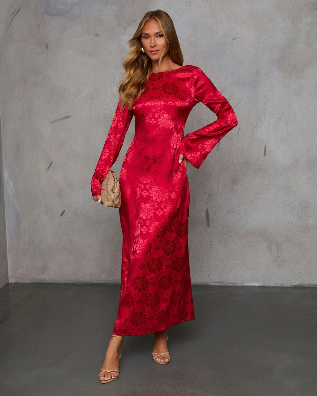 Falling In You Satin Jacquard Maxi Dress | VICI