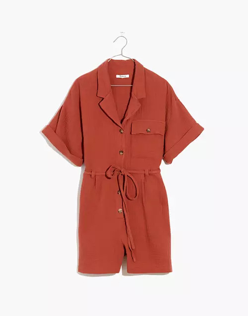 Lightspun Belted Safari Romper | Madewell