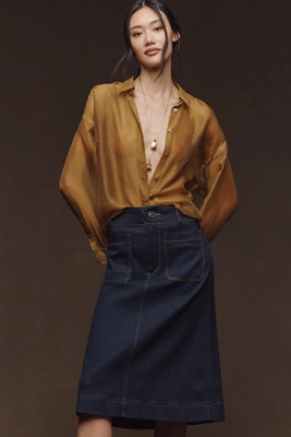 The Colette Denim A-Line Skirt by Maeve | Anthropologie (US)