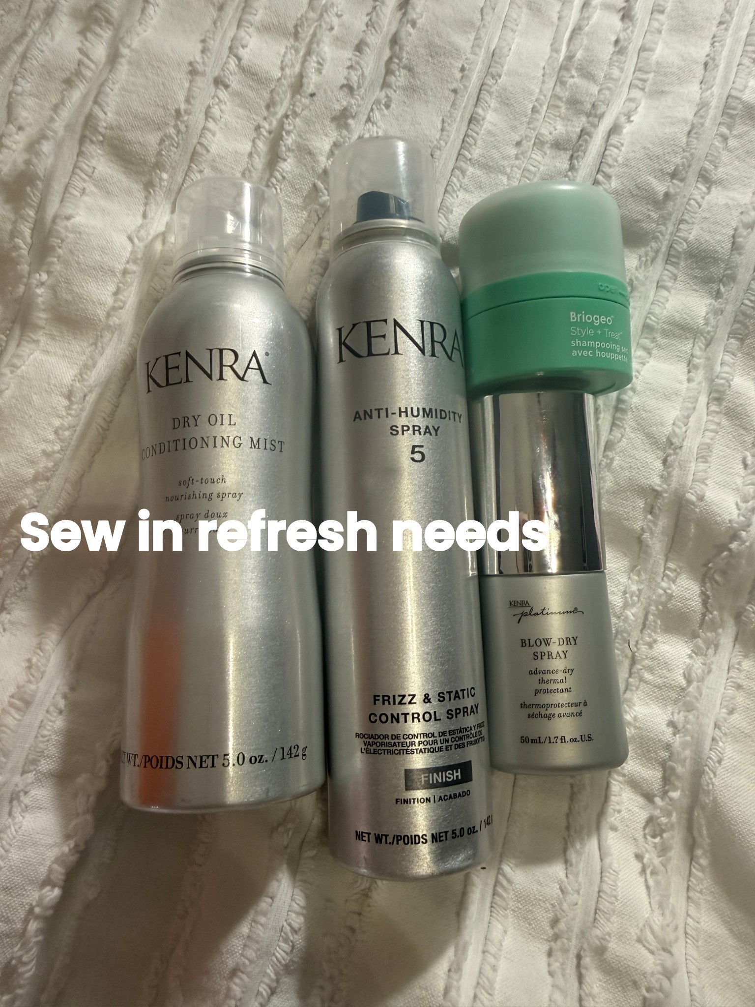 Sew-in maintenance routine 💕 Kenra styling products + Briogeo dry shampoo treatments for scalp care, moisture, and frizz control.

#LTKActive #LTKgrwm #LTKBeauty