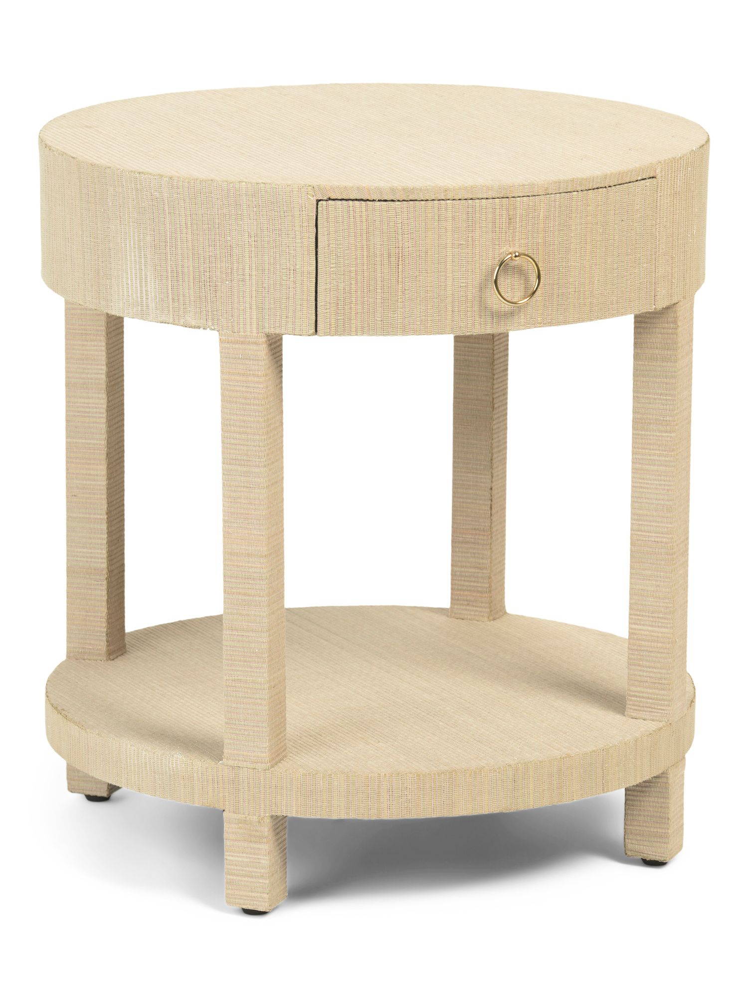 Raffia Round 1 Drawer Side Table | TJ Maxx