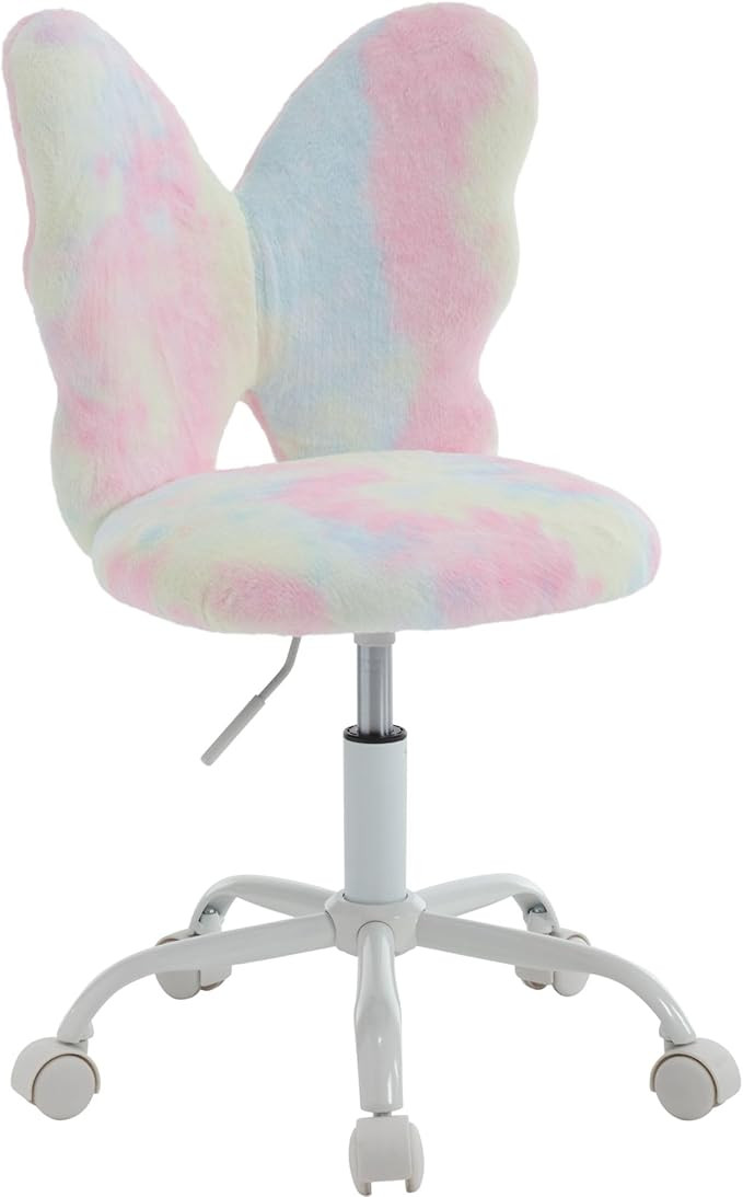 Butterfly Kids Desk Chairs Girls Students Study Chair Adjustable Computer Chairs Furry Swivel Off... | Amazon (US)