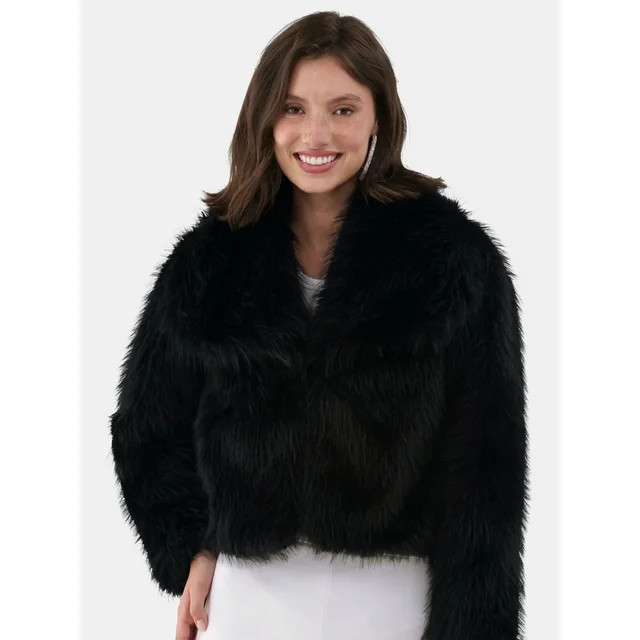 No Boundaries Feather Jacket, Women's and Women's Plus | Walmart (US)