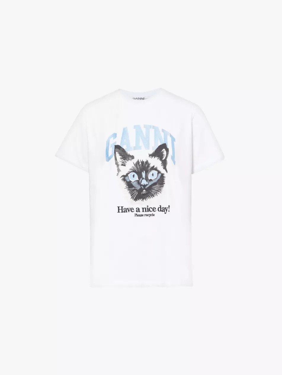 Cat graphic relaxed-fit organic-cotton jersey T-shirt | Selfridges