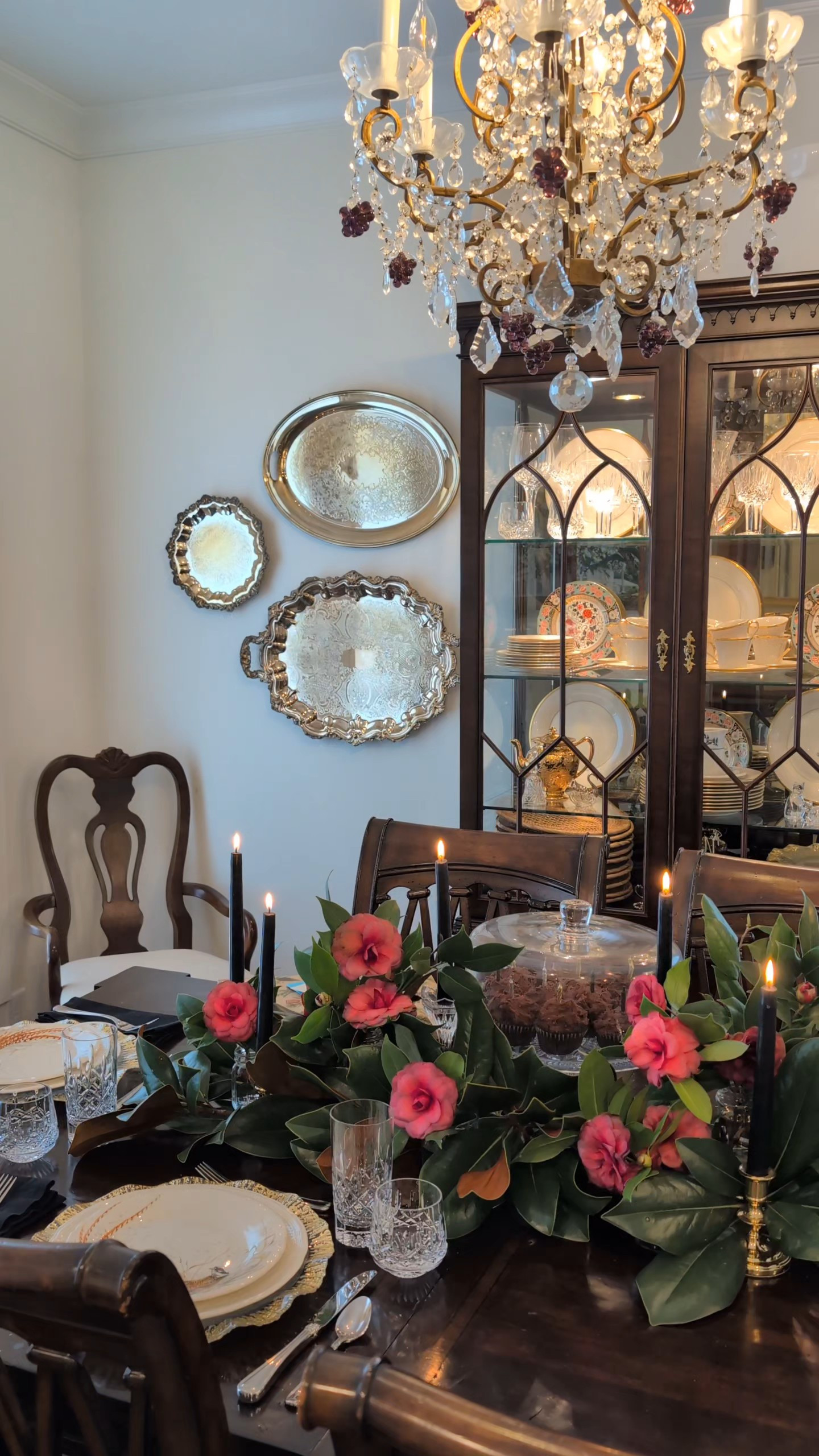 Set a table for two with me! Winter tablescapes can be so beautiful if you know how to create an elevated yet cozy vibe. I love pairing my beautiful gold rimmed chargers with moodier dark napkins and florals on my dark dining table. 

#LTKSeasonal #LTKHome #LTKfoodie
