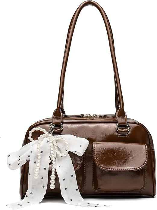 Y2K Shoulder Purses for Women Trendy - PU Leather Retro Boston Handbag, Lightweight and Versatile... | Amazon (US)