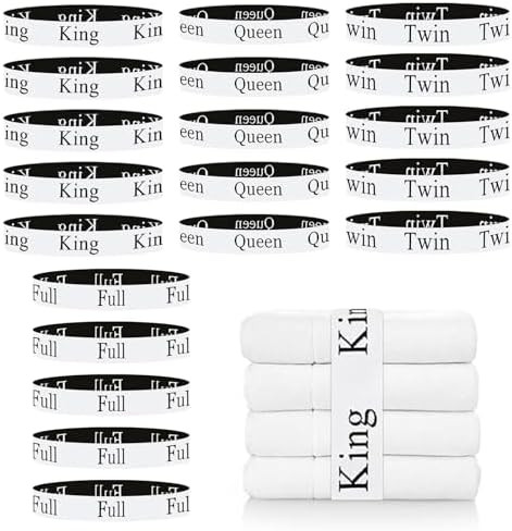 20 Pieces Bed Sheet Organizer Bands, Bed Sheet Size Label Bands for Linen Closet Organizers and S... | Amazon (US)