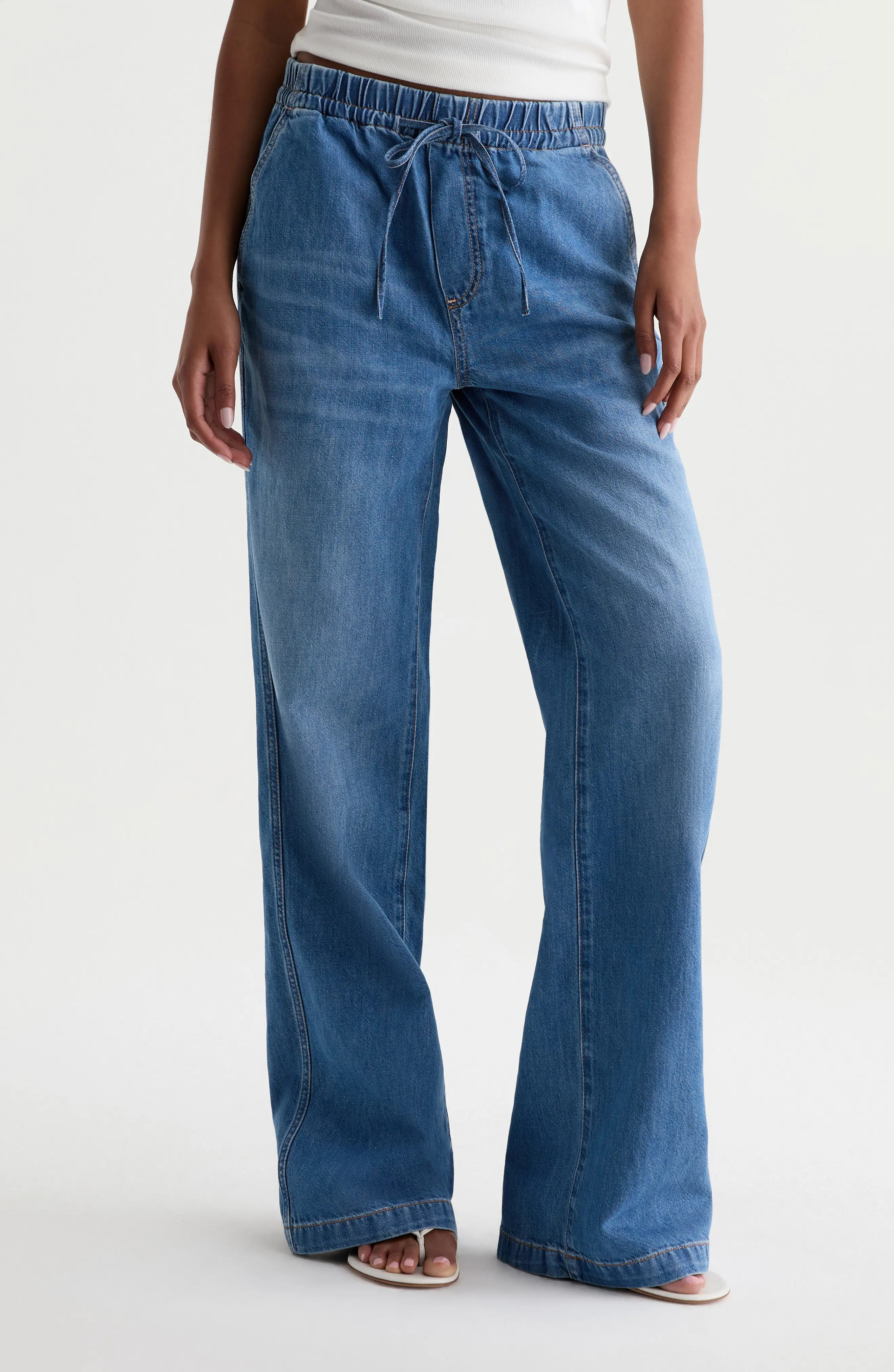 AG Adria Drawstring Wide Leg Jeans (Women) | Nordstrom | Nordstrom