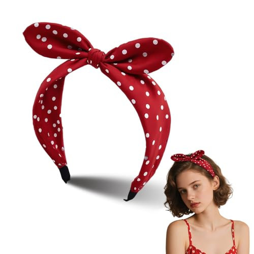 Yreamont Womens Polka Dot Headband with Bow Head Band for Women Red Knot Headband Headbands for Women Hair Bands for Women's Hair Womens Bow Hairband for Girls Christmas Halloween Accessories | Amazon (US)