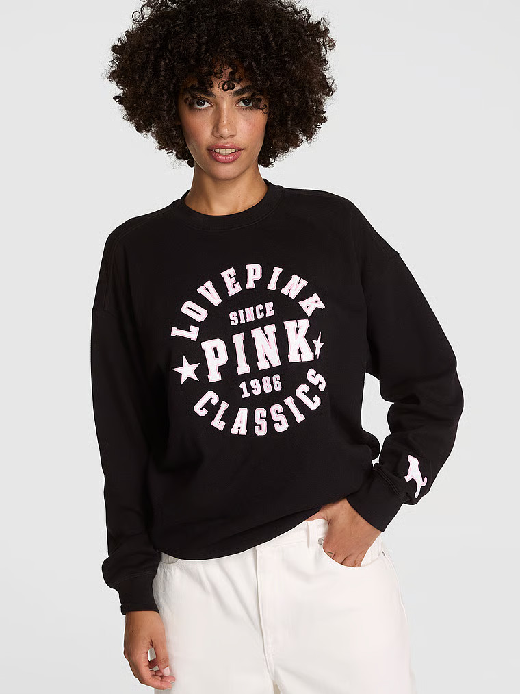 Buy Ivy Fleece Oversized Crew Sweatshirt, Limited Edition Pure Black - Order Hoodies & Sweatshirt... | Victoria's Secret (US / CA )