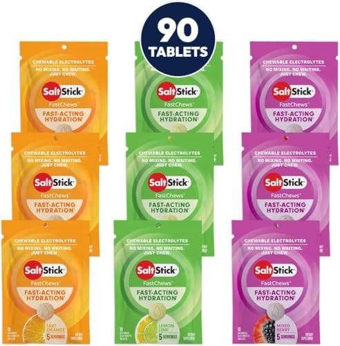 SaltStick Electrolyte FastChews - 90 Count Best Sellers Variety Pack of Resealable Chewable Electrolyte Tablets for Hydration, Salt Tabs - 120 Tablets | Amazon (US)