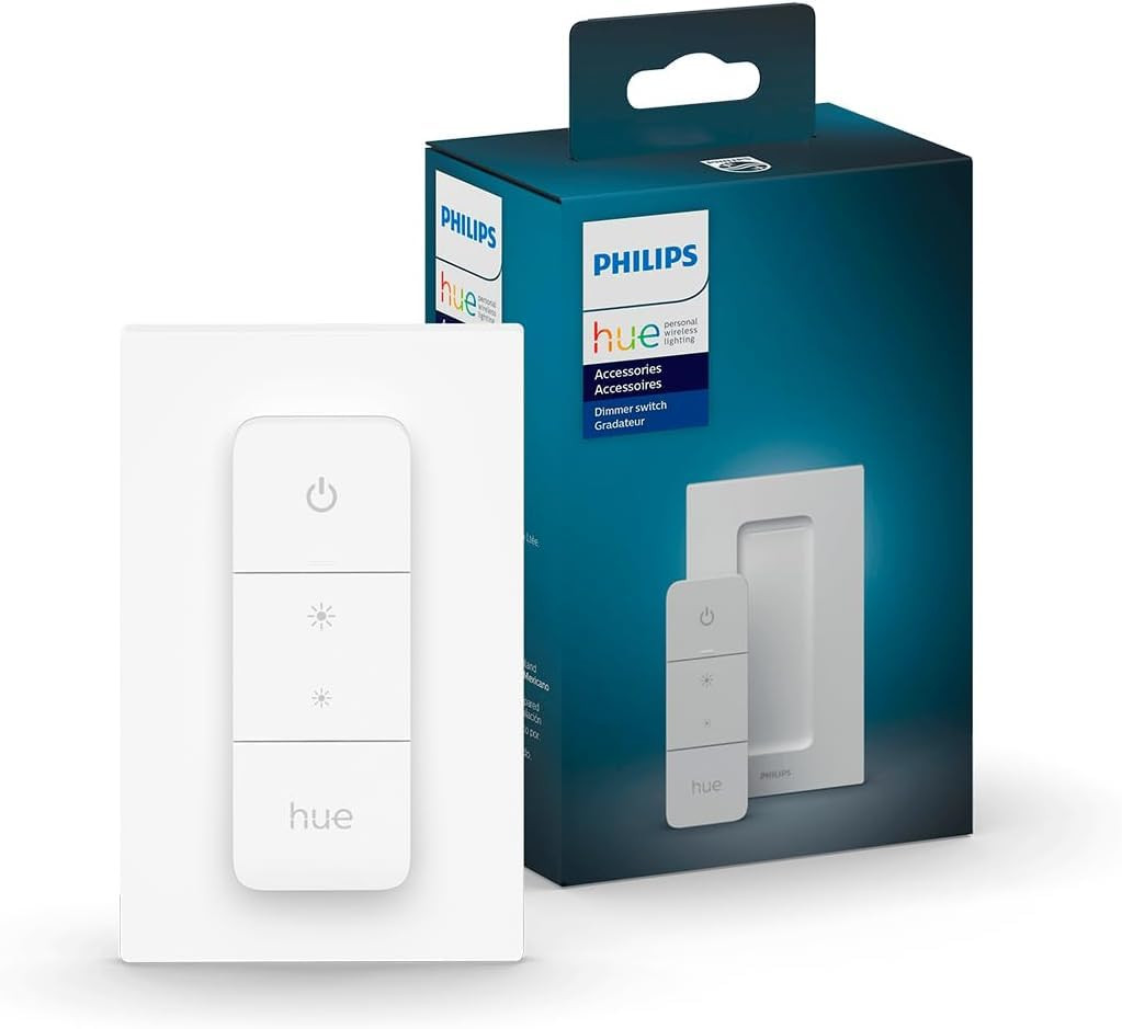 Philips Hue Smart Dimmer Switch with Remote, White - 1 Pack - Turns Hue Lights On, Off, Dims or B... | Amazon (US)
