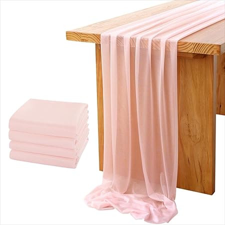 Socomi 10ft Blushing Pink Chiffon Table Runner 29x120 Inches Wedding Runner Sheer Bridal Shower D... | Amazon (US)