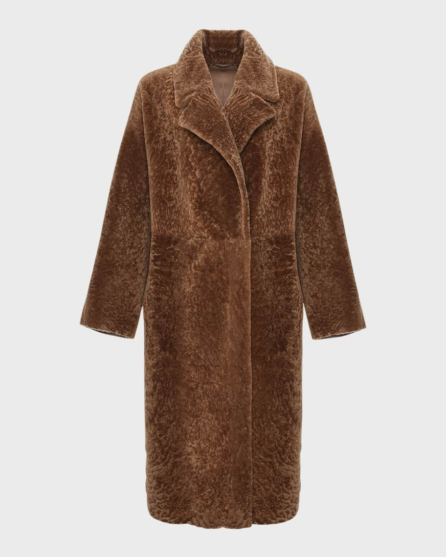 Gorski Reversible Textured Lamb Shearling Long Coat | Neiman Marcus