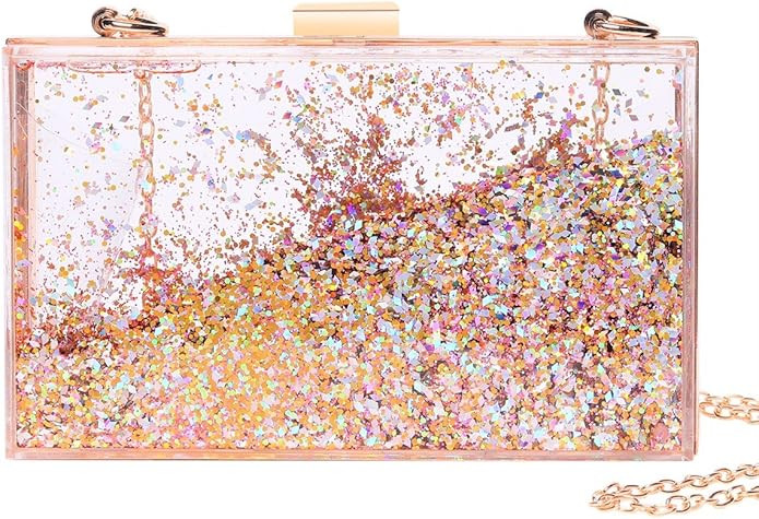JeVenis Magical Transparent Sequins Clutch Purse Evening Handbag For Party Prom Bride | Amazon (US)