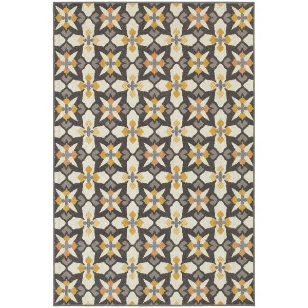 Brookline Grey/ Gold Indoor/Outdoor Rug | Wayfair North America