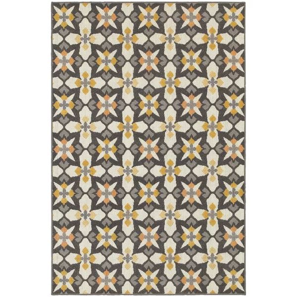 Brookline Grey/ Gold Indoor/Outdoor Rug | Wayfair North America