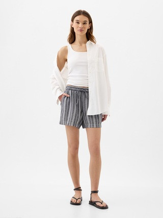 4" Mid Rise Easy Linen-Blend Pull-On Shorts | Gap Factory