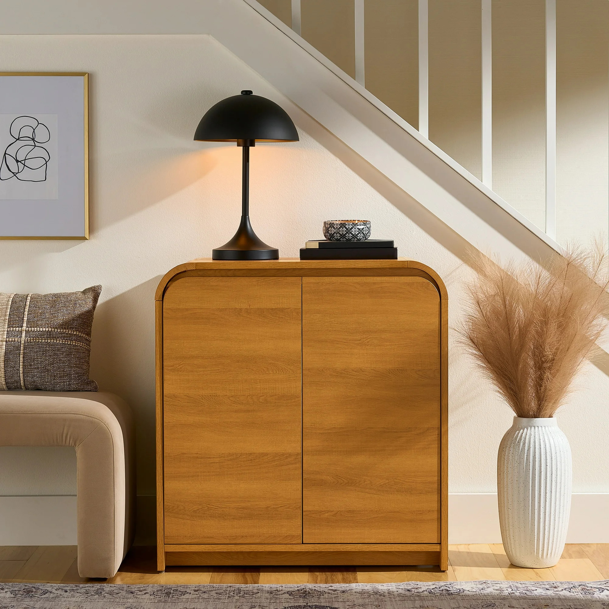 Better Homes & Gardens Juliet Curved Accent Cabinet, Warm Honey - Walmart.com | Walmart (US)