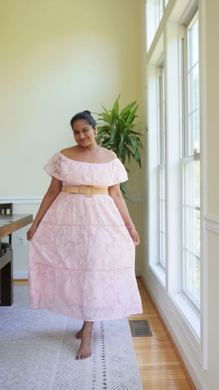 Pink off shoulder dress from @amazonfashion, perfect for spring and summer weddings and other occasions. It fits loose, I am wearing size S 

#LTKVideo #LTKMidsize #LTKFindsUnder50