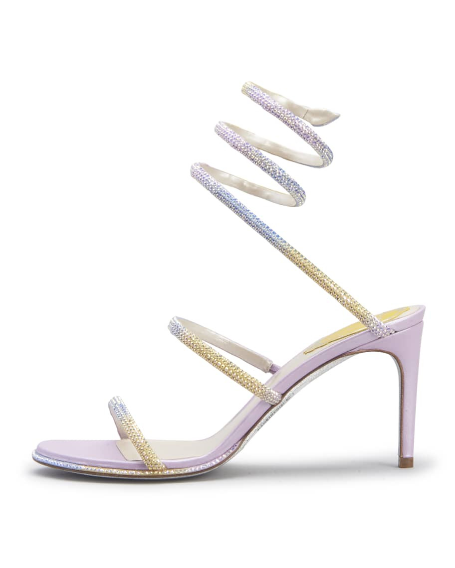 Rene Caovilla Influencer Shimmery Snake-Wrap Sandals | Neiman Marcus