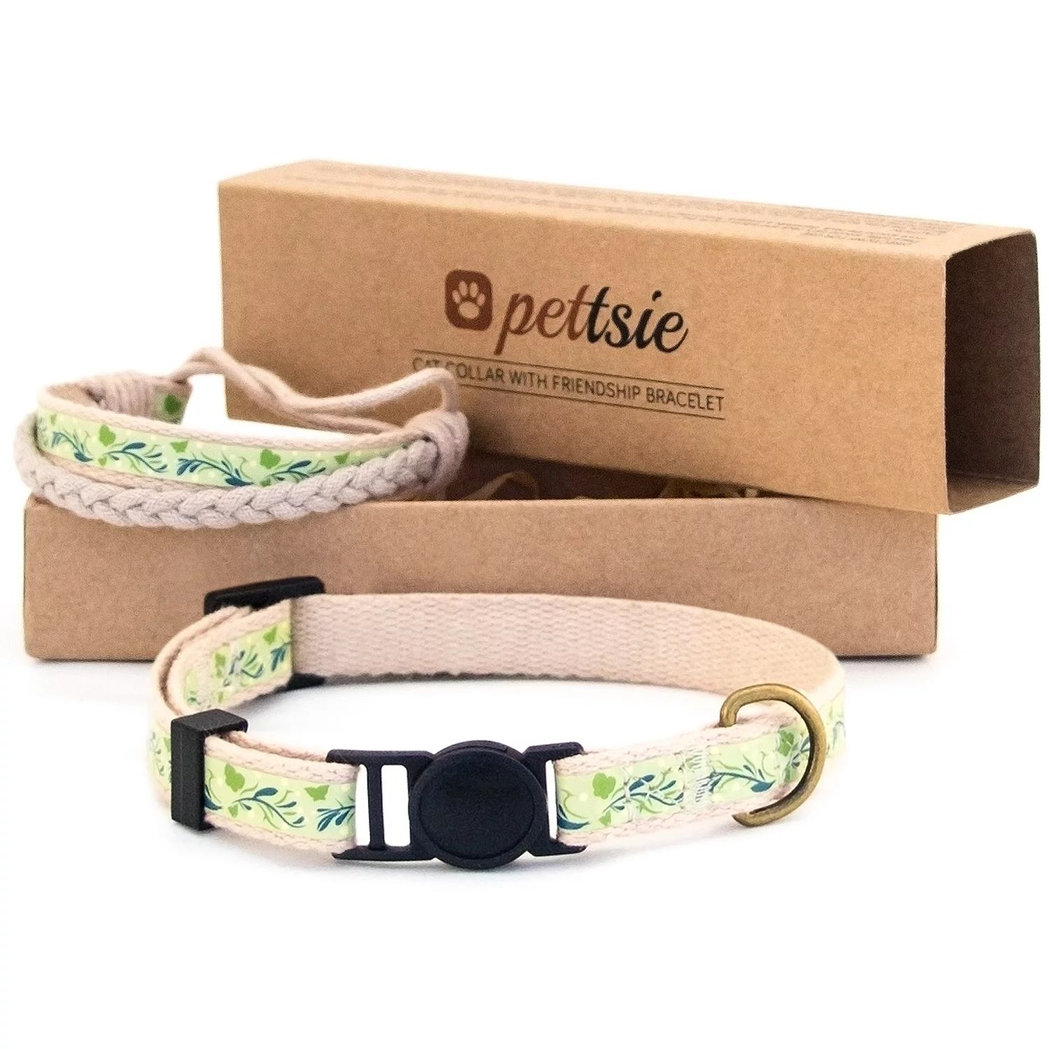 Pettsie Green Breakaway Kitten Collar and Matching Friendship Bracelet in Earth-Friendly Gift Box | Walmart (US)