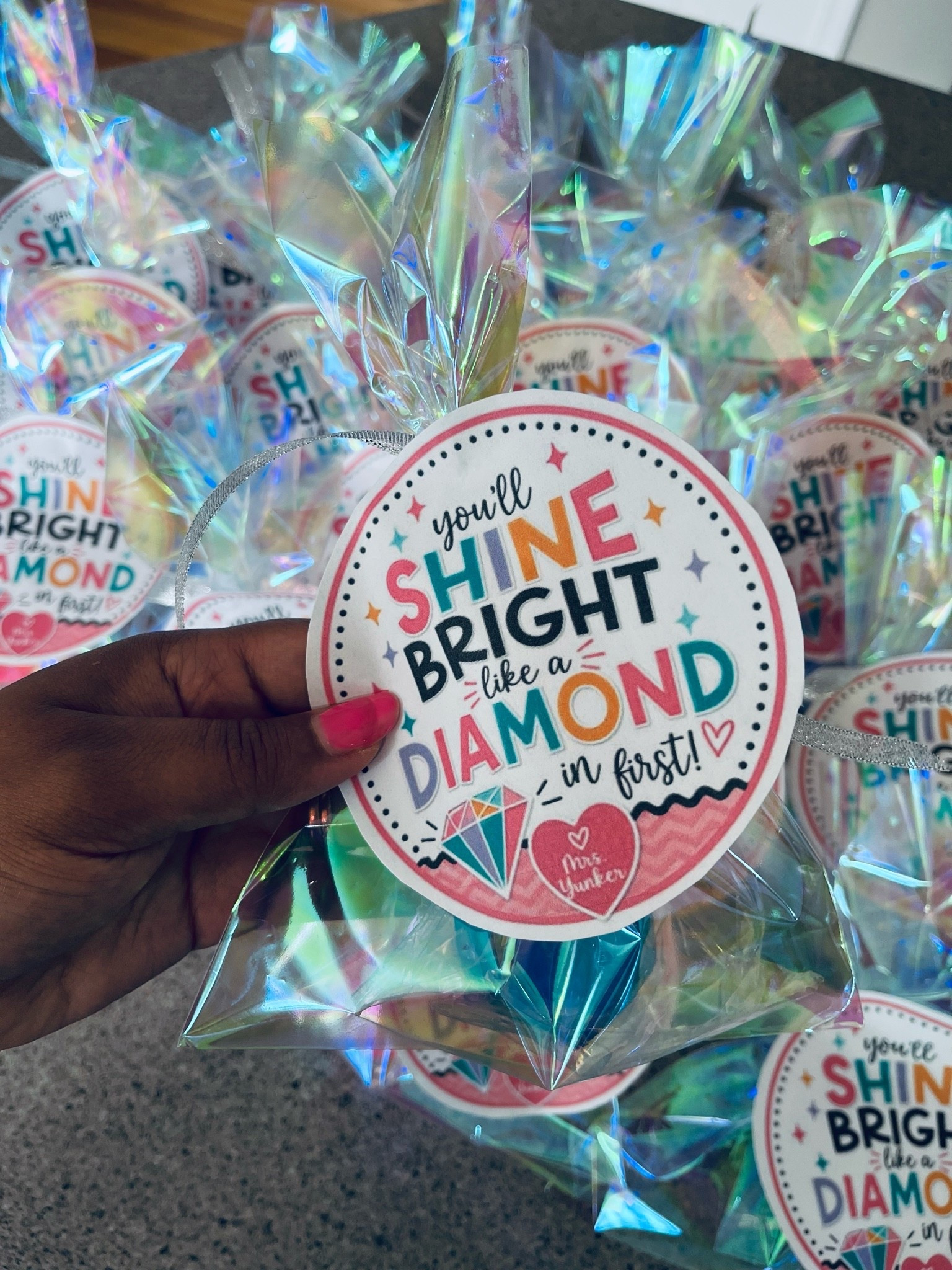 💎✨ my FIRSTIES are gonna SHINE BRIGHT like DIAMONDS this year!

since SQUISHIES are basically a kid’s best friend right now, I had to get these adorable DIAMOND squishies for my BTS gifts! they fit my BRIGHT + BOUGEE classroom theme perfectly because I already know this class is full of GEMS. 💎

I just finished putting these together before the hubs, pup, and I head out on our babymoon this week. 🩵✈️

the tag says: “You’ll SHINE BRIGHT like a DIAMOND in first!” 🥹💖

here’s to a year full of SPARKLE, SHINE, and FIRST GRADE MAGIC! ✨🩵💎

#LTKTeacher 
#LTKBTS

#LTKSeasonal #LTKKids #LTKdayinmylife