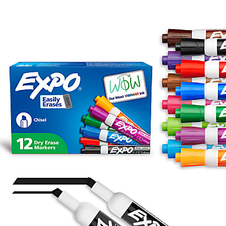 EXPO Low Odor Dry Erase Markers Chisel Point Assorted Colors Box Of 12 - Office Depot | Office Depot and OfficeMax 