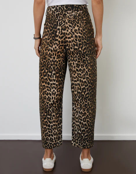 Women's Leopard Print Barrel Leg Denim Jeans | Threadbare