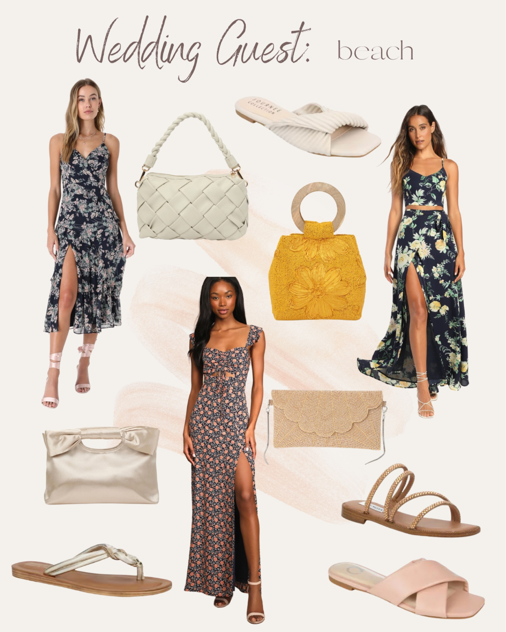 Beach wedding guest dresses spring wedding summer wedding vacation outfit destination wedding clutch sandals 

#LTKunder100 #LTKwedding #LTKtravel