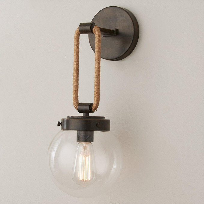 Click for more info about Coastal Cottage Rope Globe Sconce